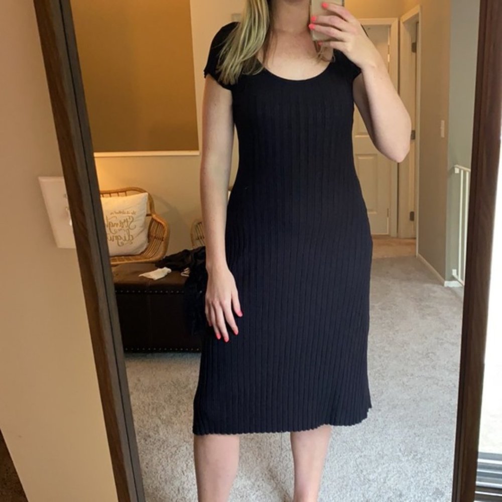 Simon Miller Black Rib Midi Dress Sz L